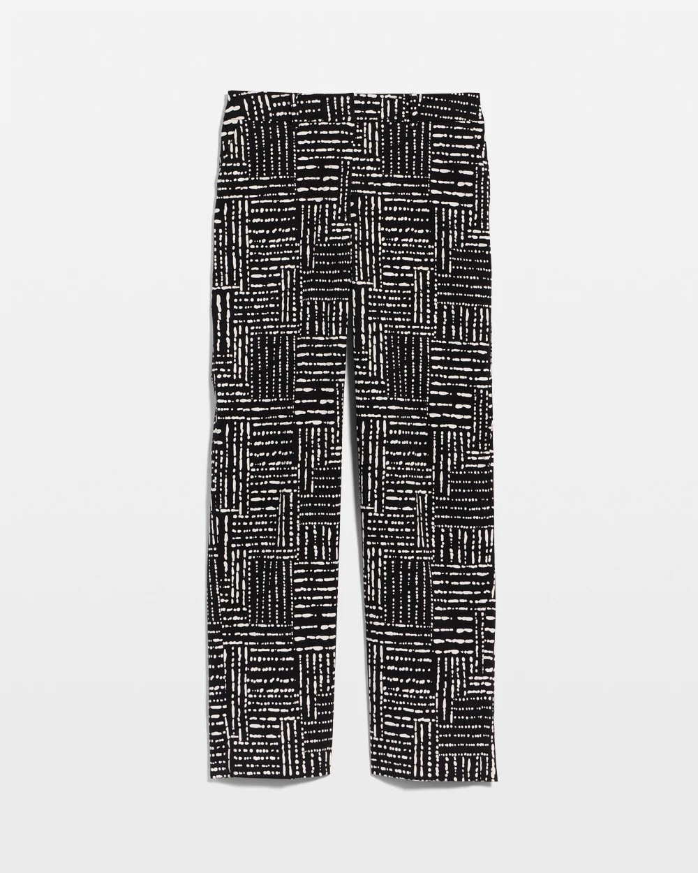 Emme Fly Front Straight Printed Crop Pants