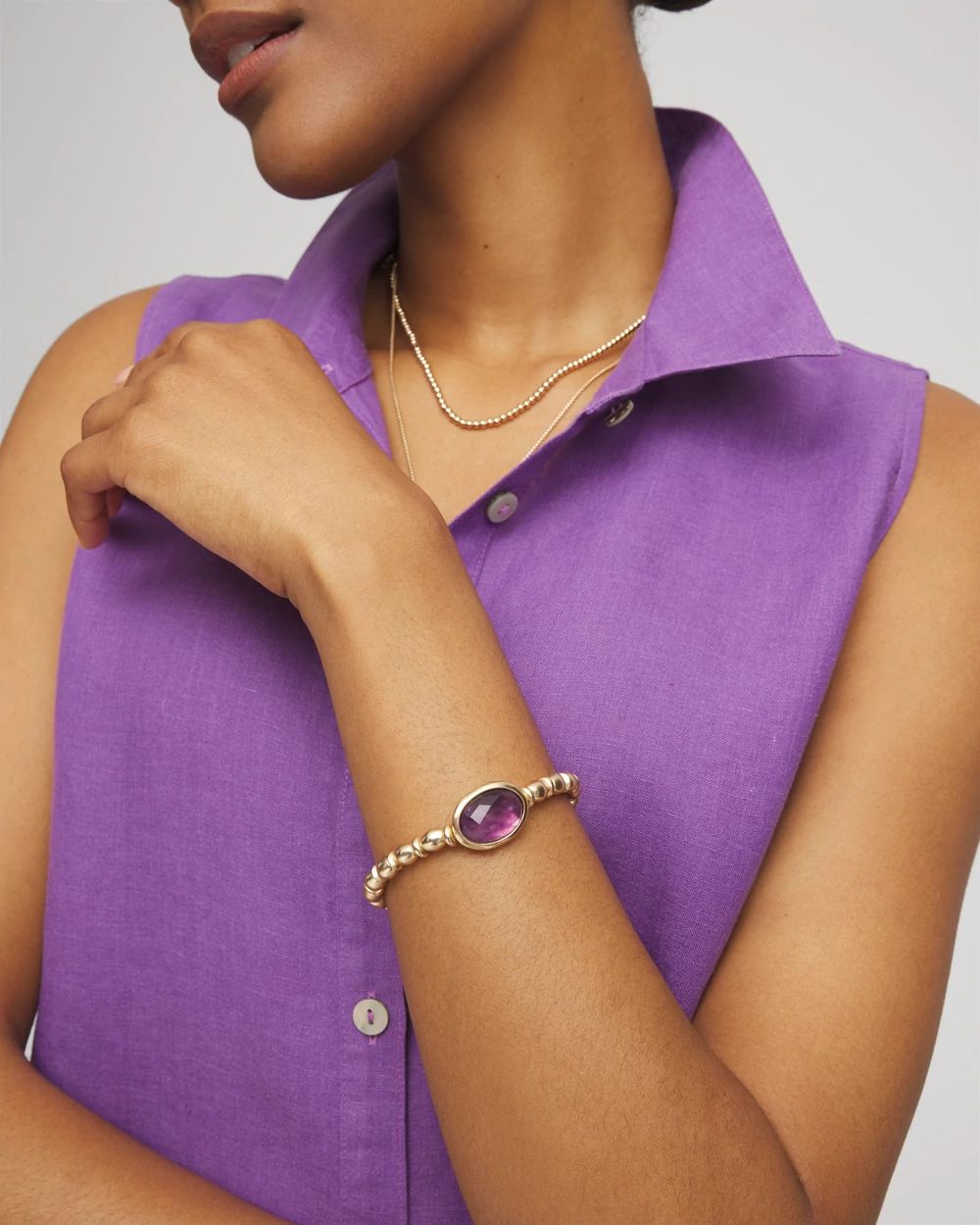 Purple Agate Stone Stretch Bracelet