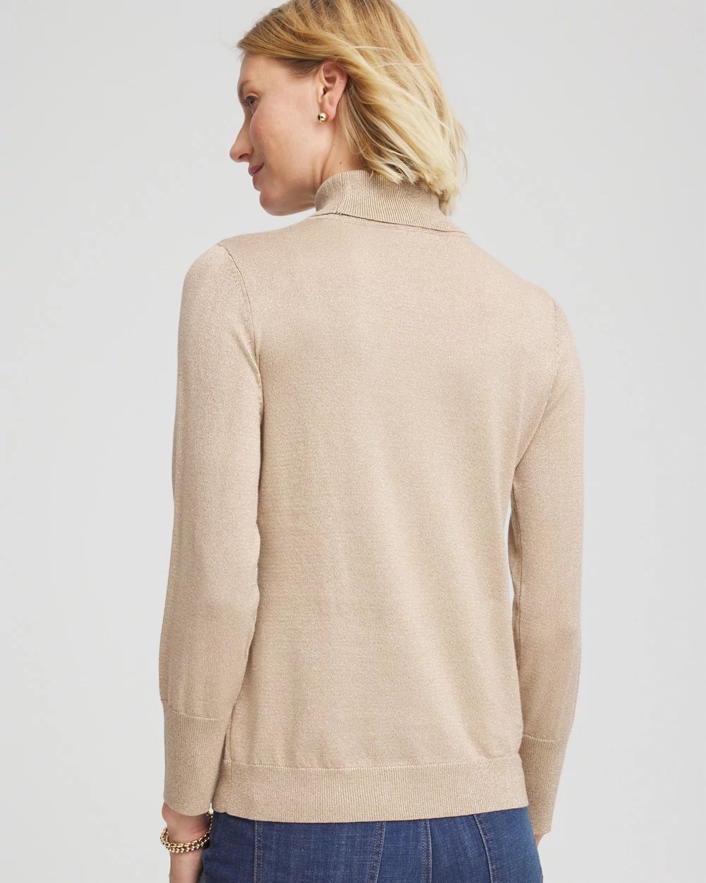 Metallic Turtleneck Pullover Sweater