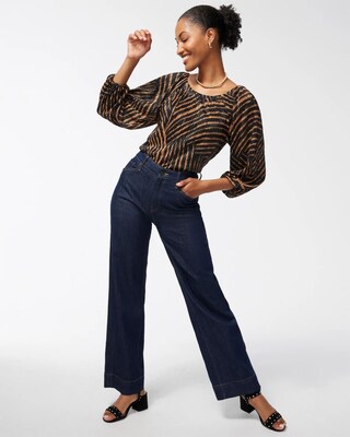 Print Metallic Crinkle Top