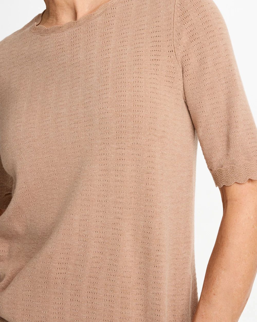 Ella Crewneck Pointelle Pullover Sweater click to view larger image.