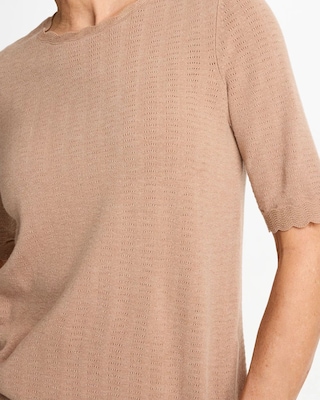 Ella Crewneck Pointelle Pullover Sweater click to view larger image.