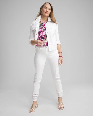 Petite Girlfriend Double Fray Ankle Jeans click to view larger image.