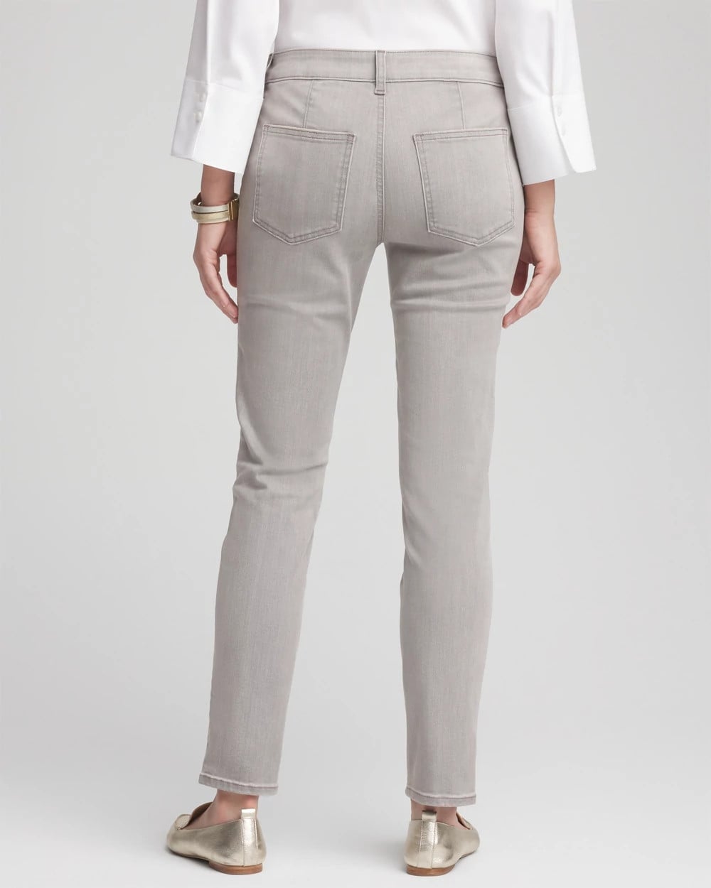 Silver Pull-On Slim Ankle Jeggings