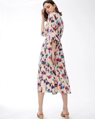 Braid Detail Ikat Midi Dress