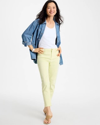 Girlfriend Slim Frayed Crop Jeans click to view larger image.
