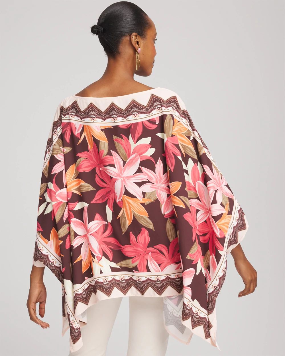 Georgette Wildflower Boatneck Poncho