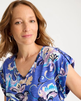 Paisley Cotton Slub Epaulette Tee click to view larger image.