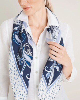 Silk Paisley-Print Scarf with Bag