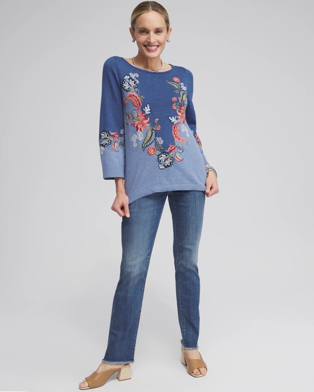 Floral Embroidered Kurta Sweater