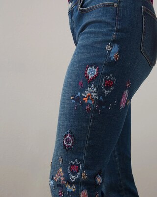 Girlfriend Ikat Seed Bead Ankle Jeans