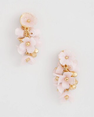 Pink Flower Cluster Drop Earrings