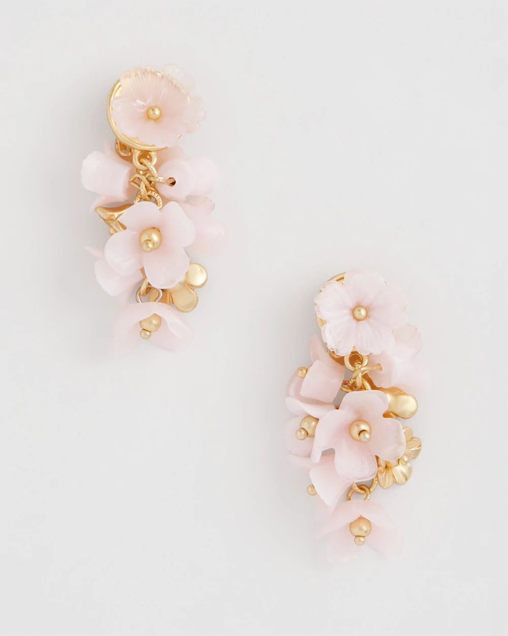 Pink Flower Cluster Drop Earrings