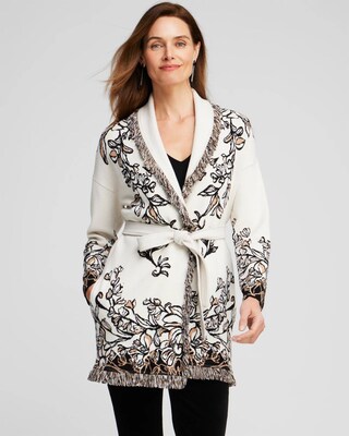 Fringe Jacquard Cardigan