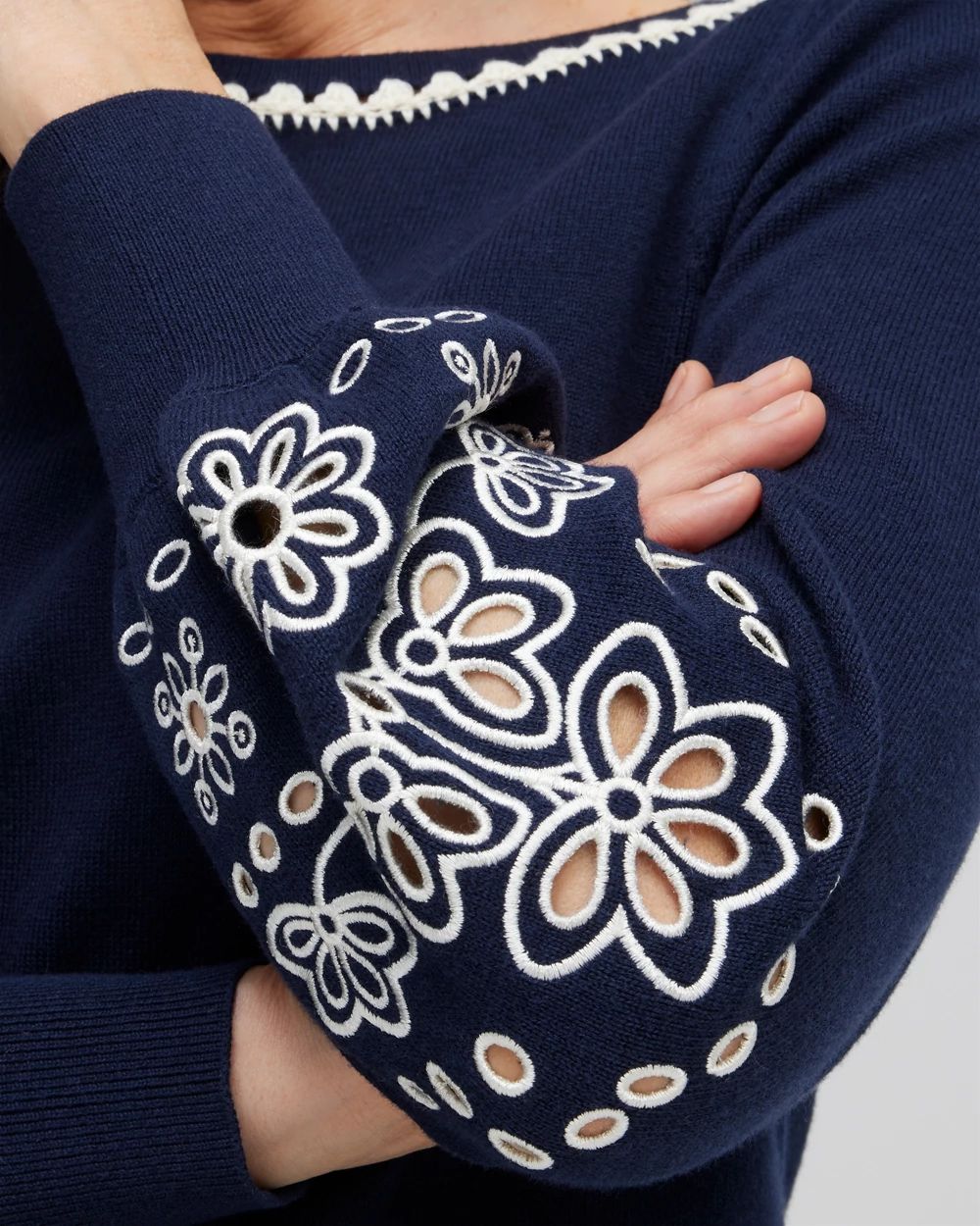 Embroidered Pullover Sweater