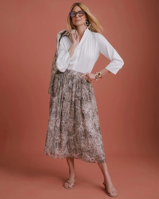 Georgette Pull-On Midi Skirt