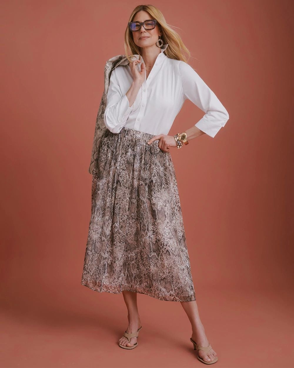 Georgette Pull-On Midi Skirt