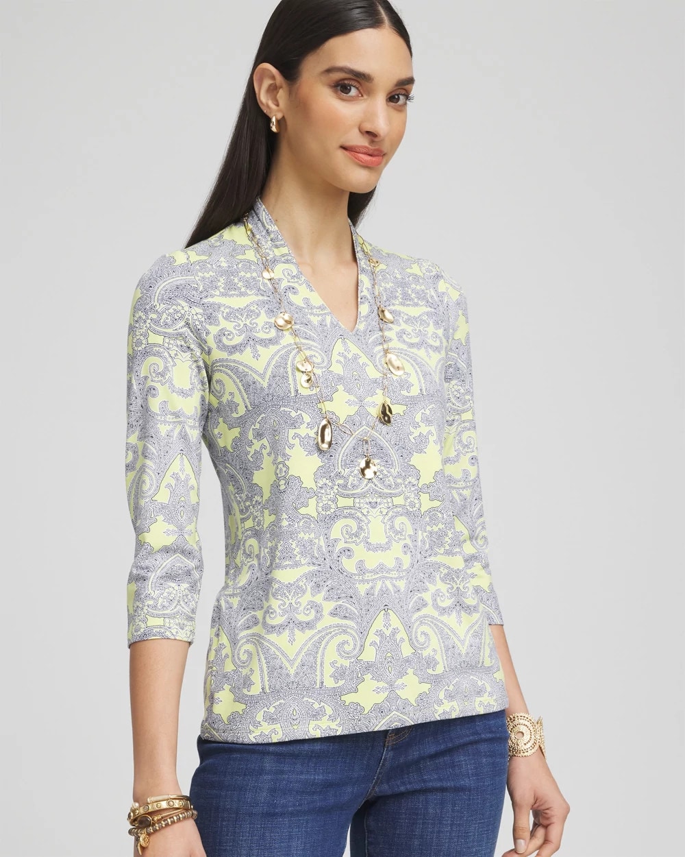 Touch of Cool™ Paisley 3/4 Sleeve Tee