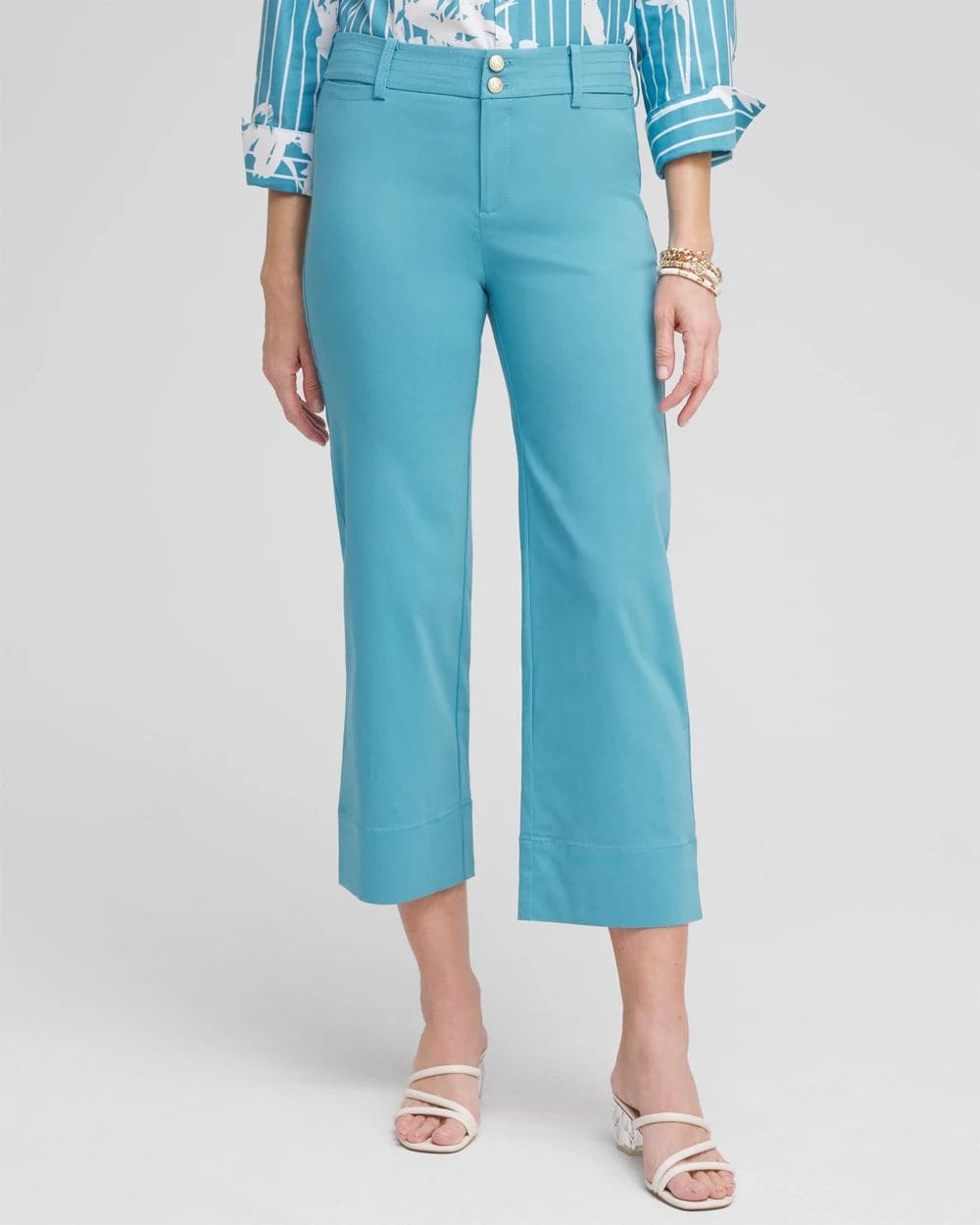 Trapunto Wide Leg Cropped Pants
