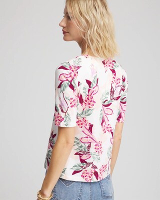 Floral Elbow-Sleeve Perfect Tee click to view larger image.