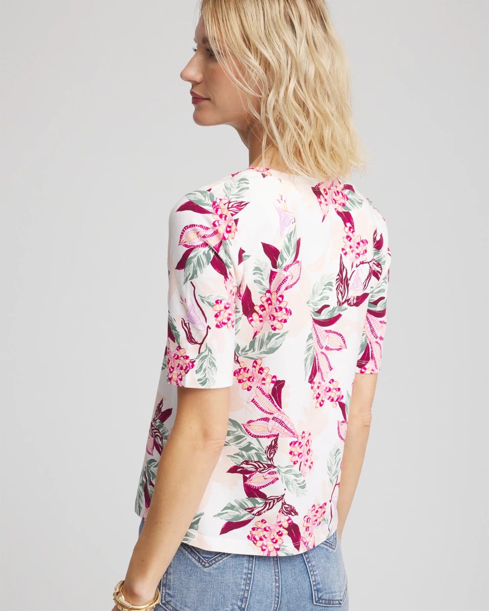Floral Elbow-Sleeve Perfect Tee click to view larger image.