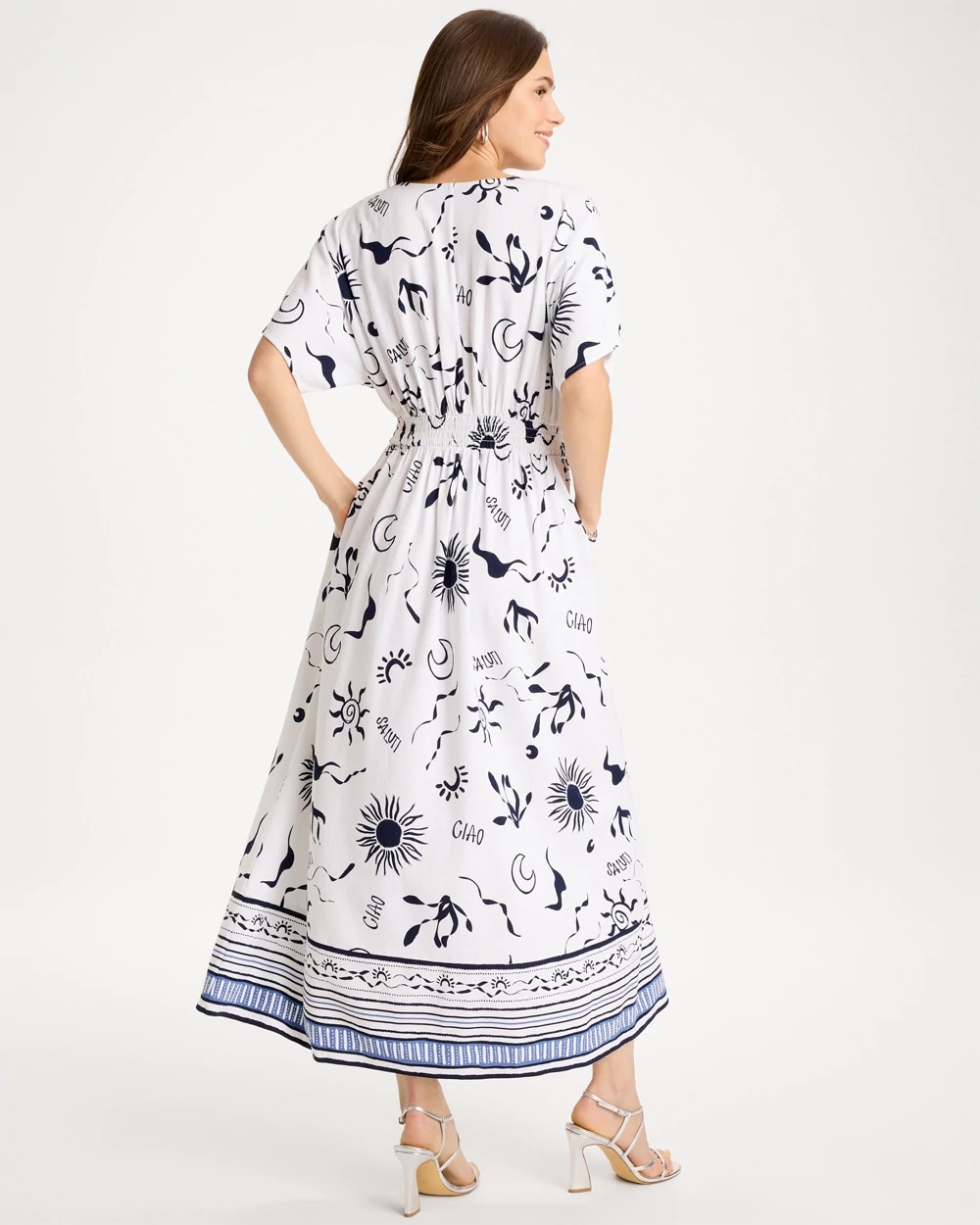 Slub Flutter-Sleeve Vacation Dress