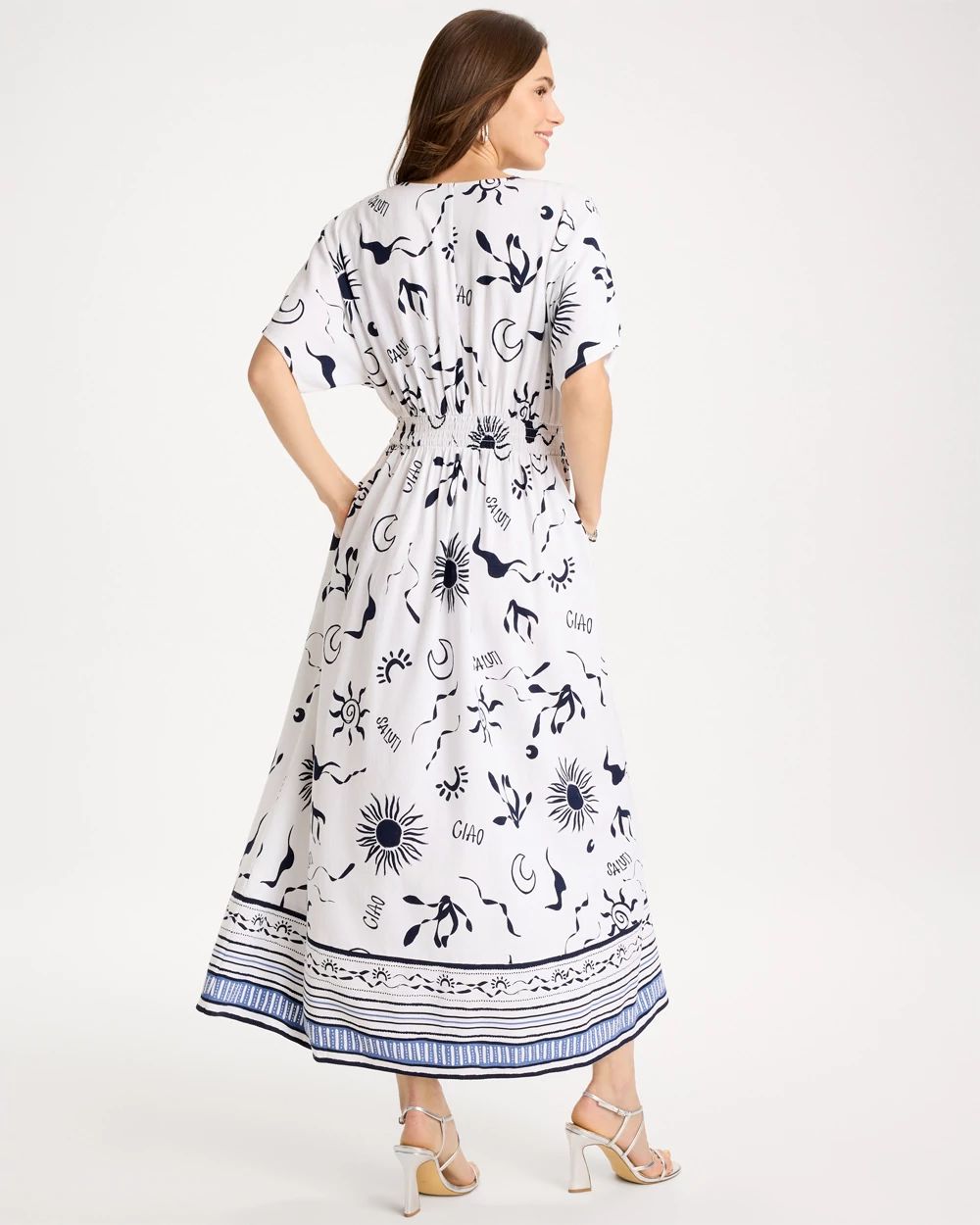 Slub Flutter-Sleeve Vacation Dress