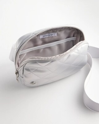 Metallic Silver Quilted Belt Bag click to view larger image.