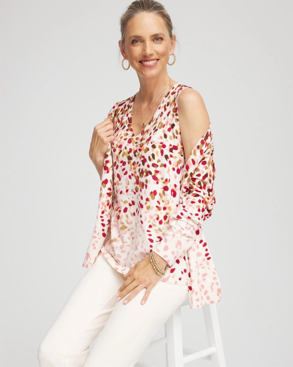 Ombré Printed Sleeveless V-Neck Tank