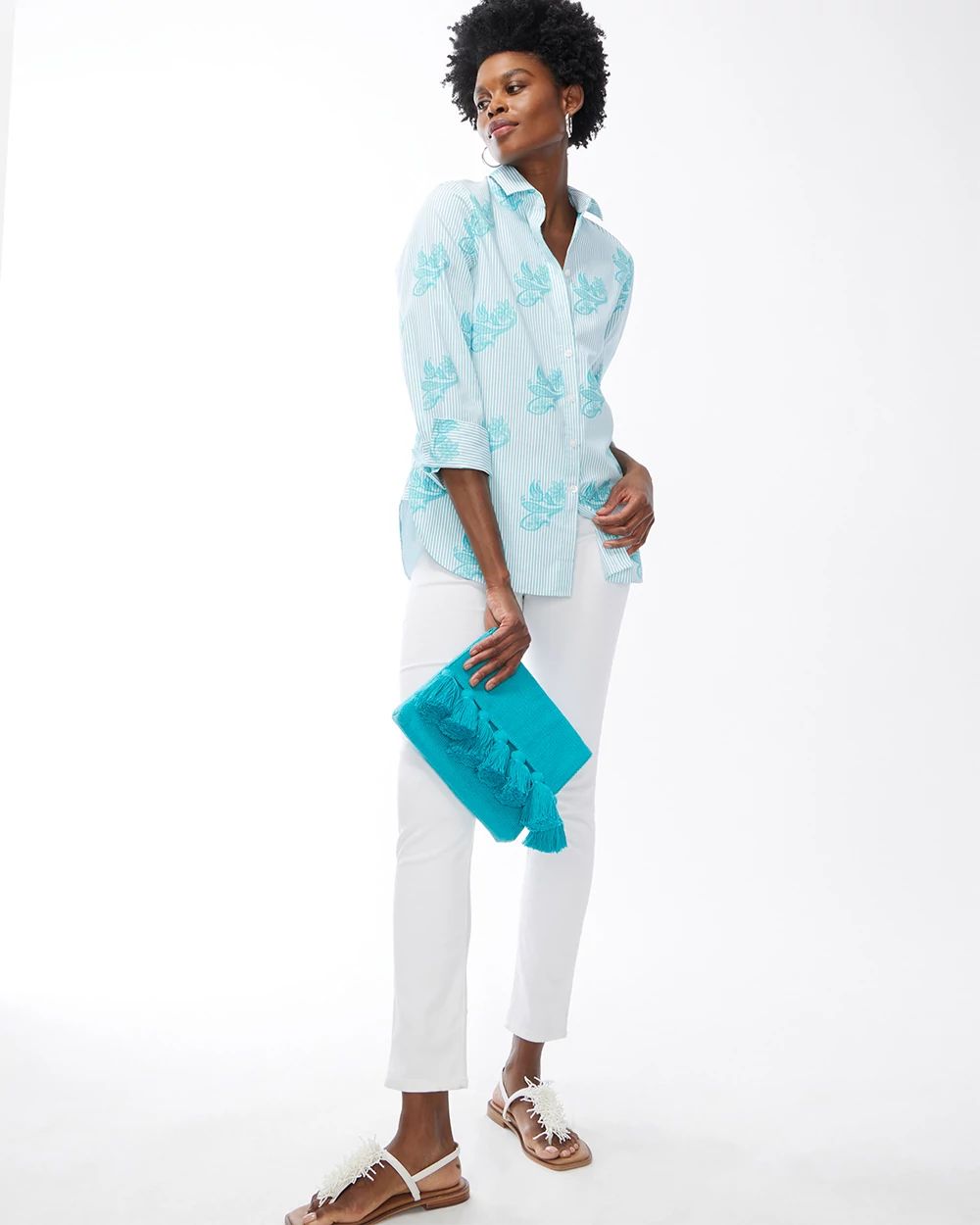 No Iron Stretch Stripe Paisley Shirt