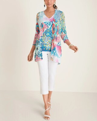 Ikat-Print High-Low Hem Cardigan
