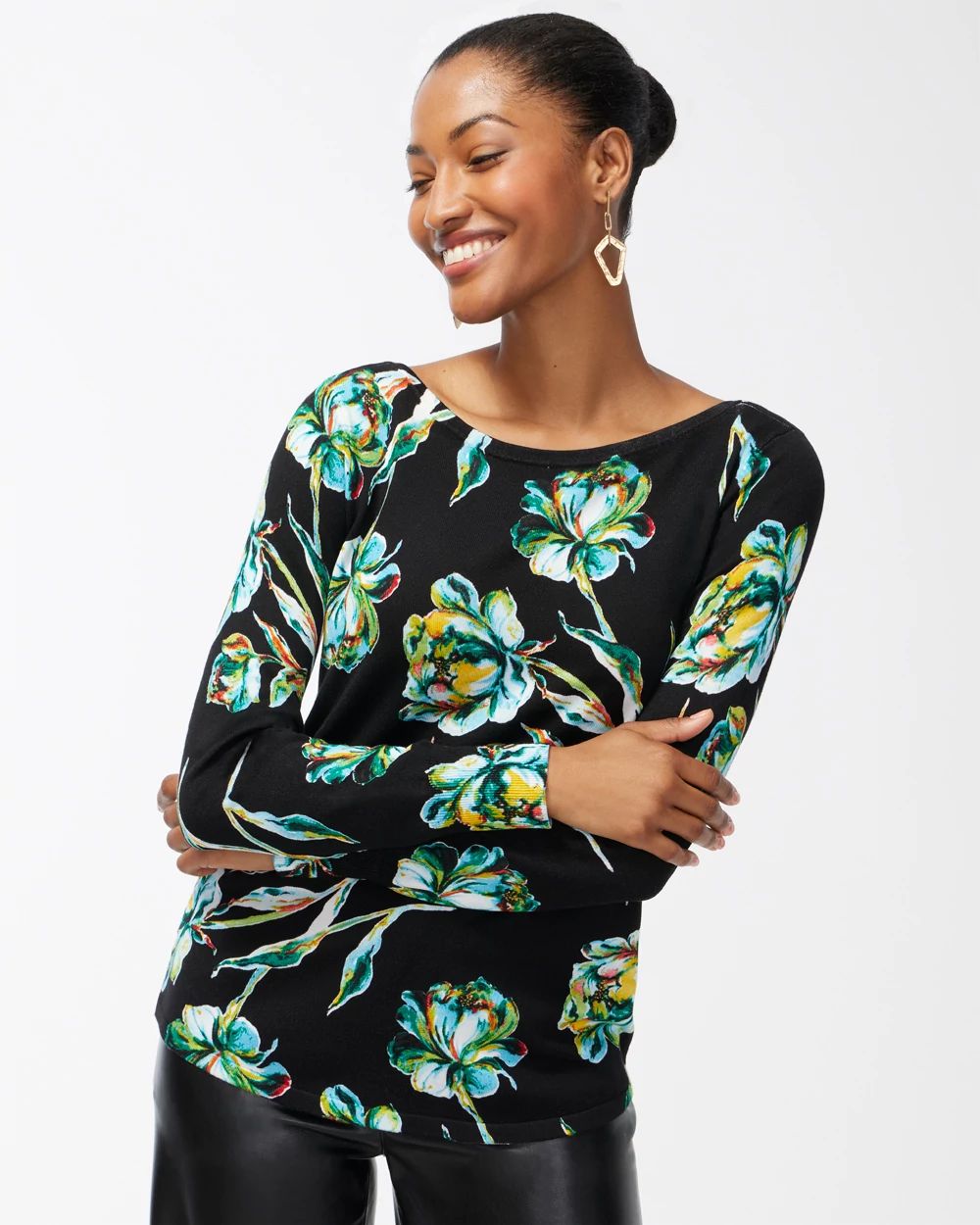 Spun Rayon Floral Printed Pullover