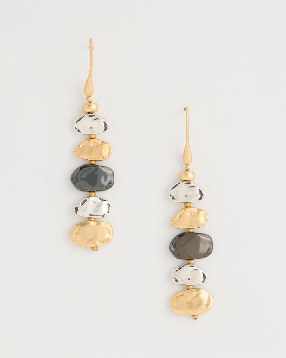 Tri-Tone Linear Drop Earrings