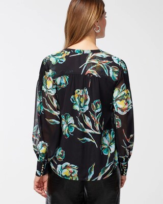 Chiffon Sheer Floral Shirt