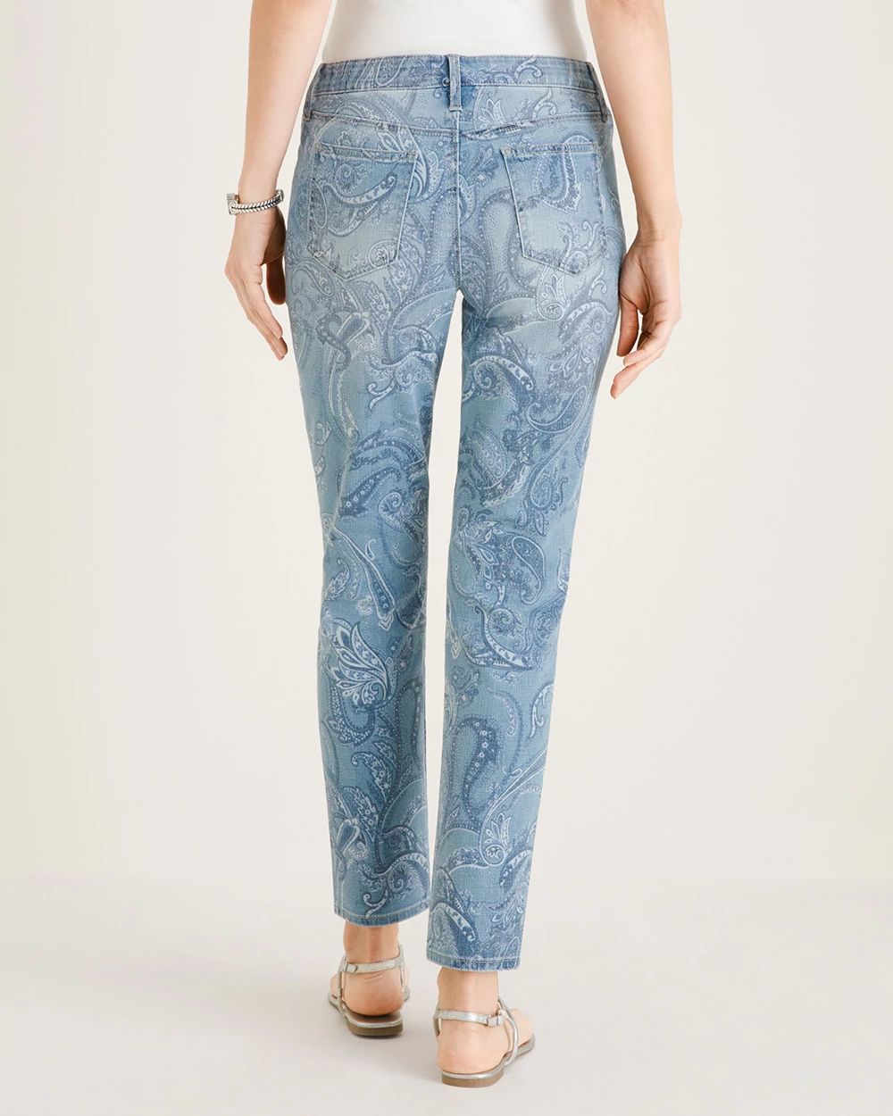 So Slimming Paisley-Print Girlfriend Ankle Jeans