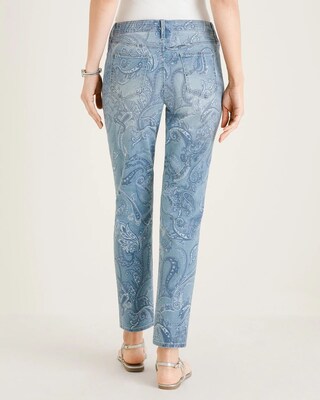 So Slimming Paisley-Print Girlfriend Ankle Jeans