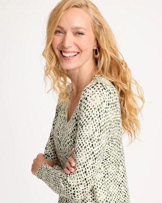 Ella V-Neck Printed Pullover Sweater click to view larger image.