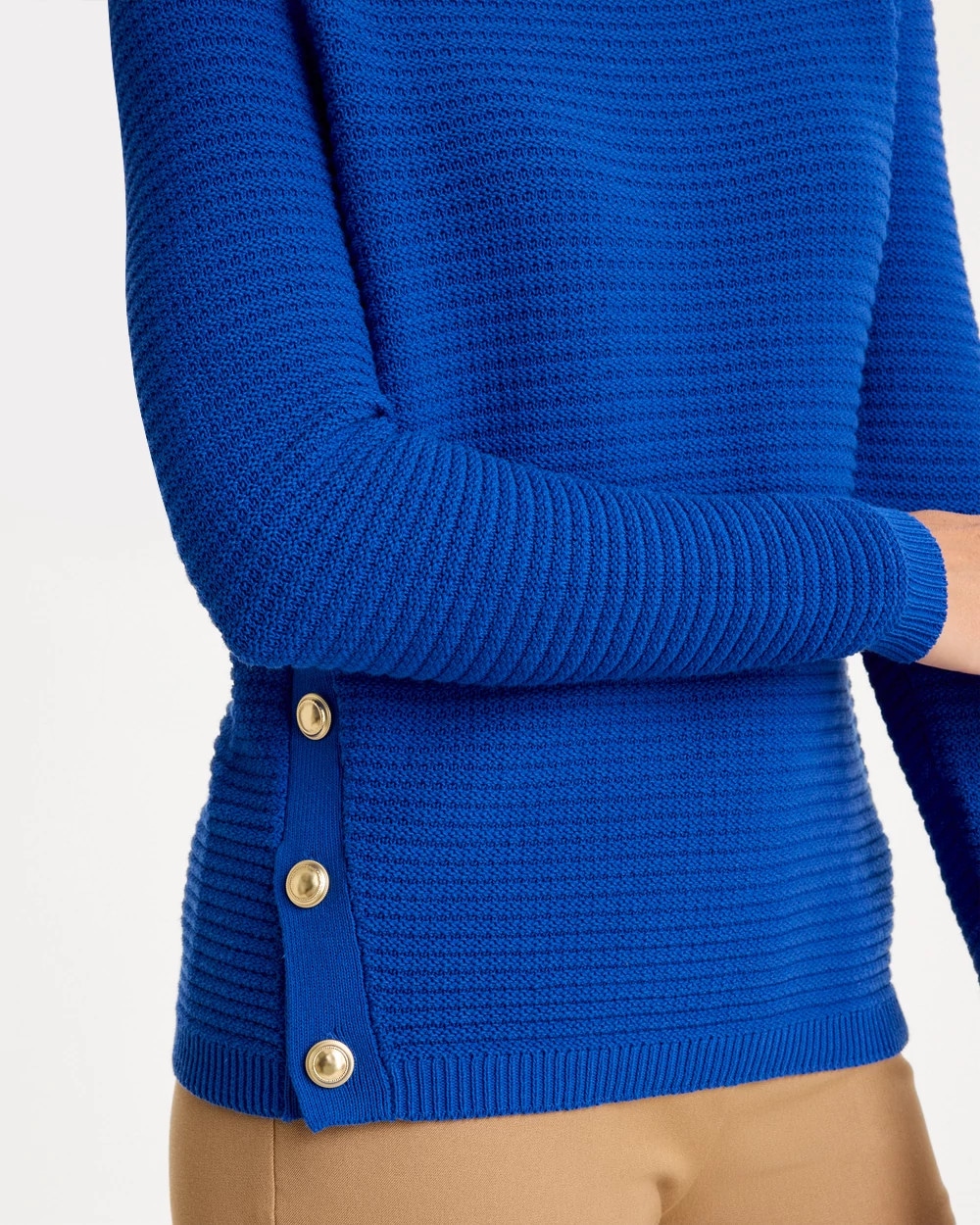 Button-Detail Pullover Sweater
