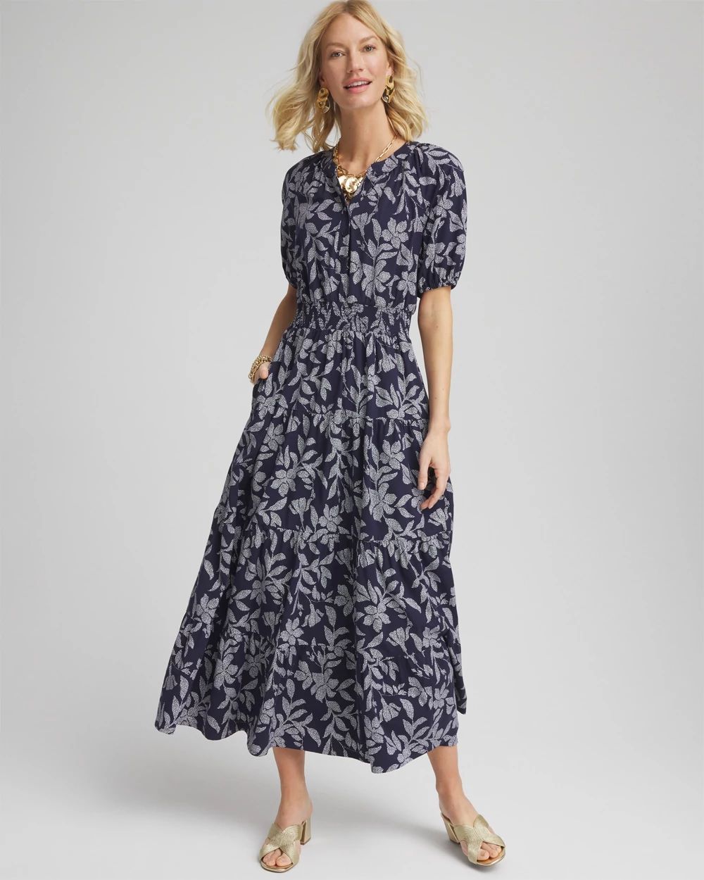 Poplin Smocked Waist Maxi Dress