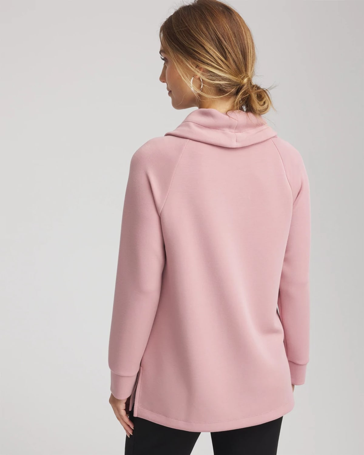Chico's Scuba Bungee Cowlneck Tunic In Dusty Rose In Pink
