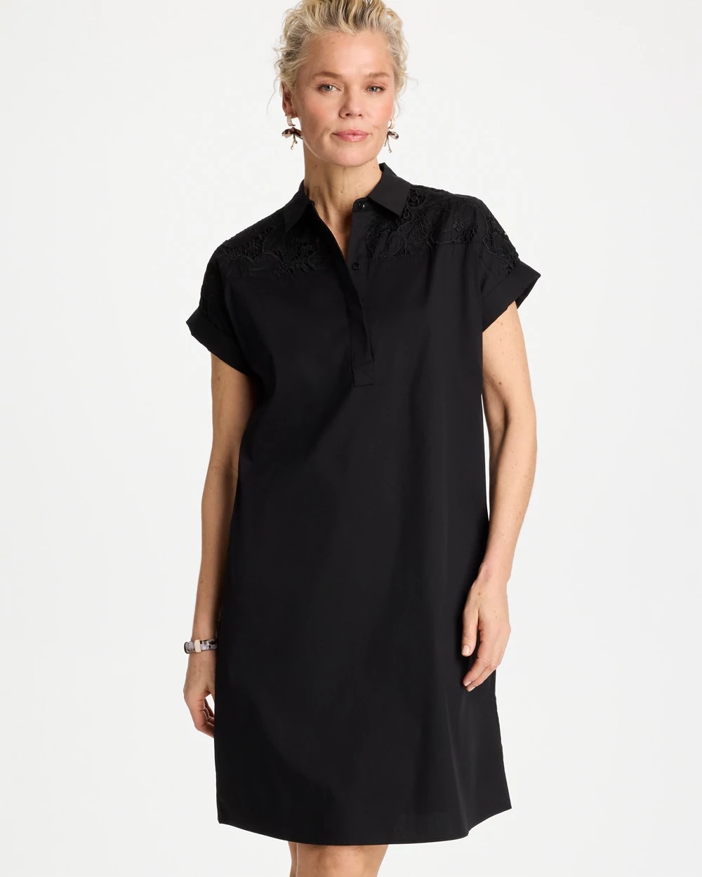 Popover Embroidered Poplin Dress
