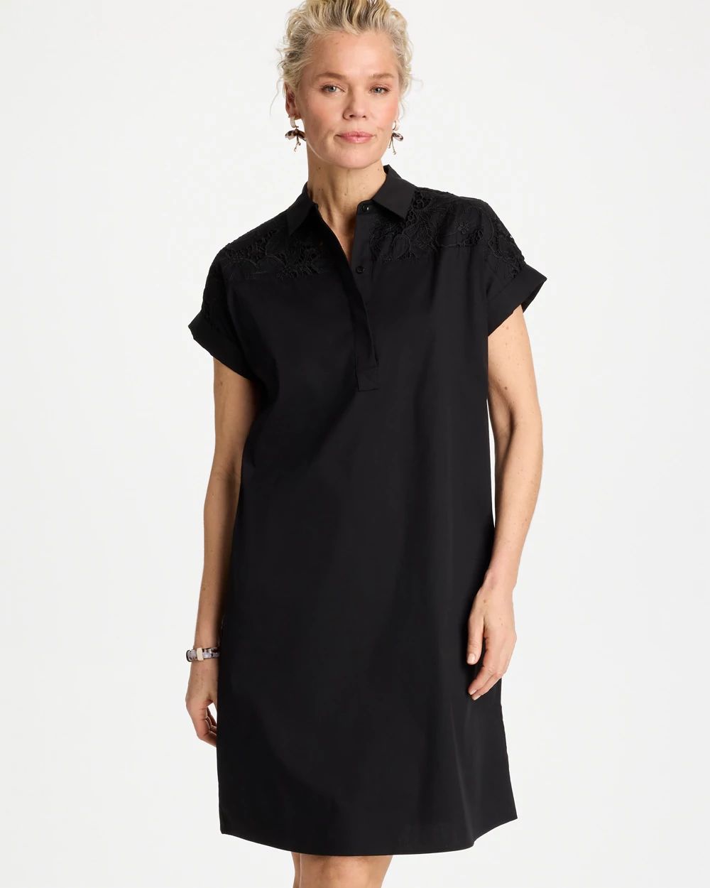 Popover Embroidered Poplin Dress