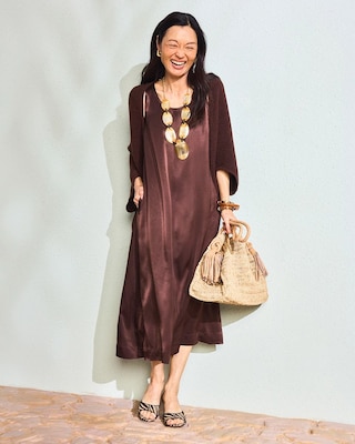 Faux Satin Sleeveless Dress