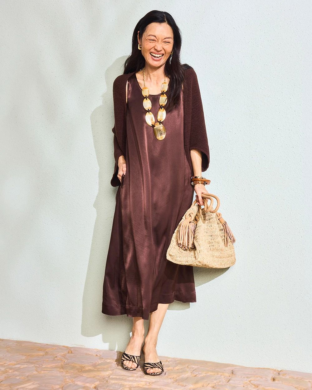 Faux Satin Sleeveless Dress