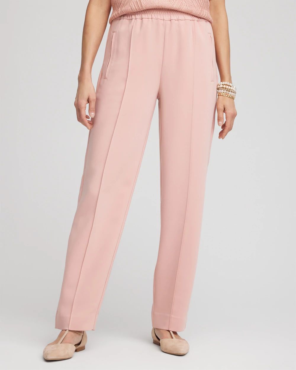 Crepe Side-Zip Tapered Ankle Pants