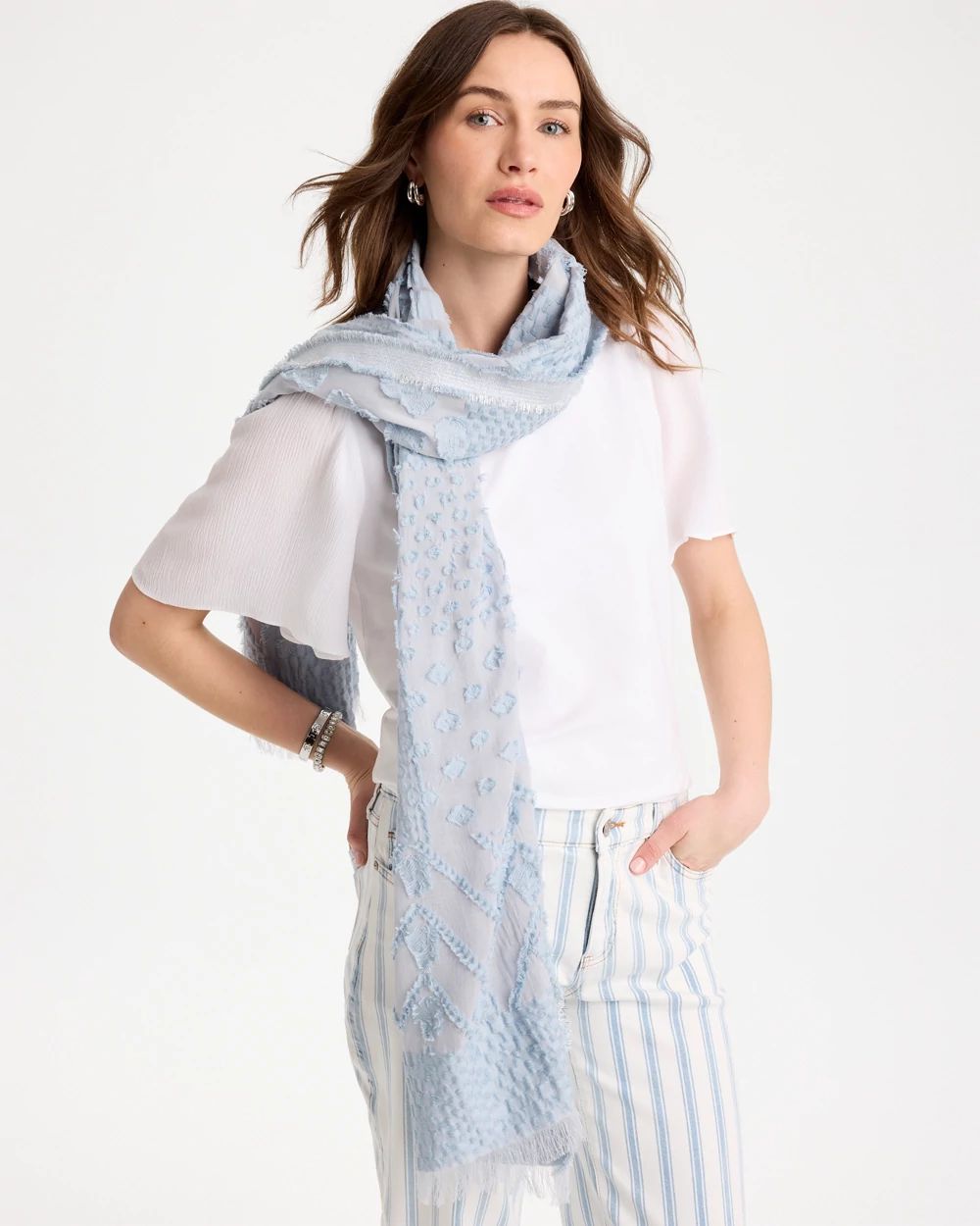 Jacquard Burnout Oblong Scarf click to view larger image.