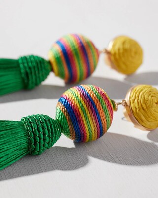 Green Tassel Drop Earrings