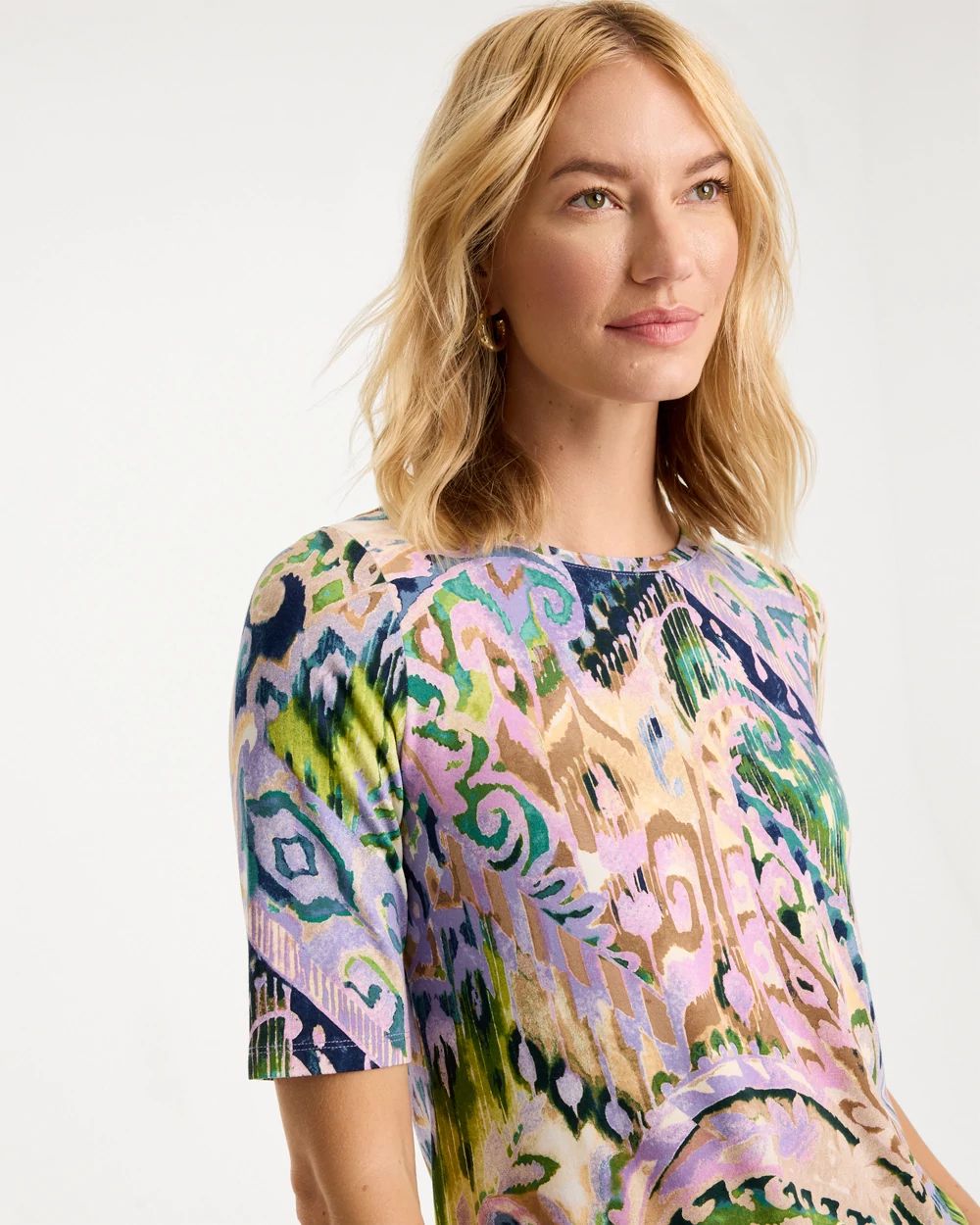 Touch of Cool™ Paisley Elbow Sleeve Tee click to view larger image.