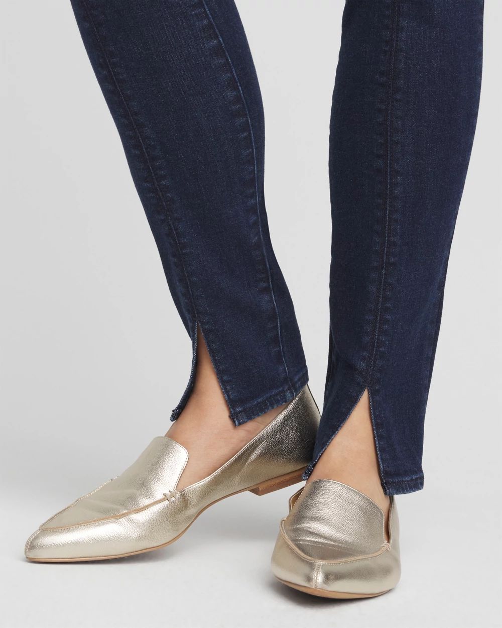 Petite Front Slit Pull-On Ankle Jeggings