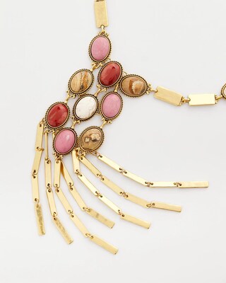 Rhodonite & Jasper Brass Statement Necklace click to view larger image.